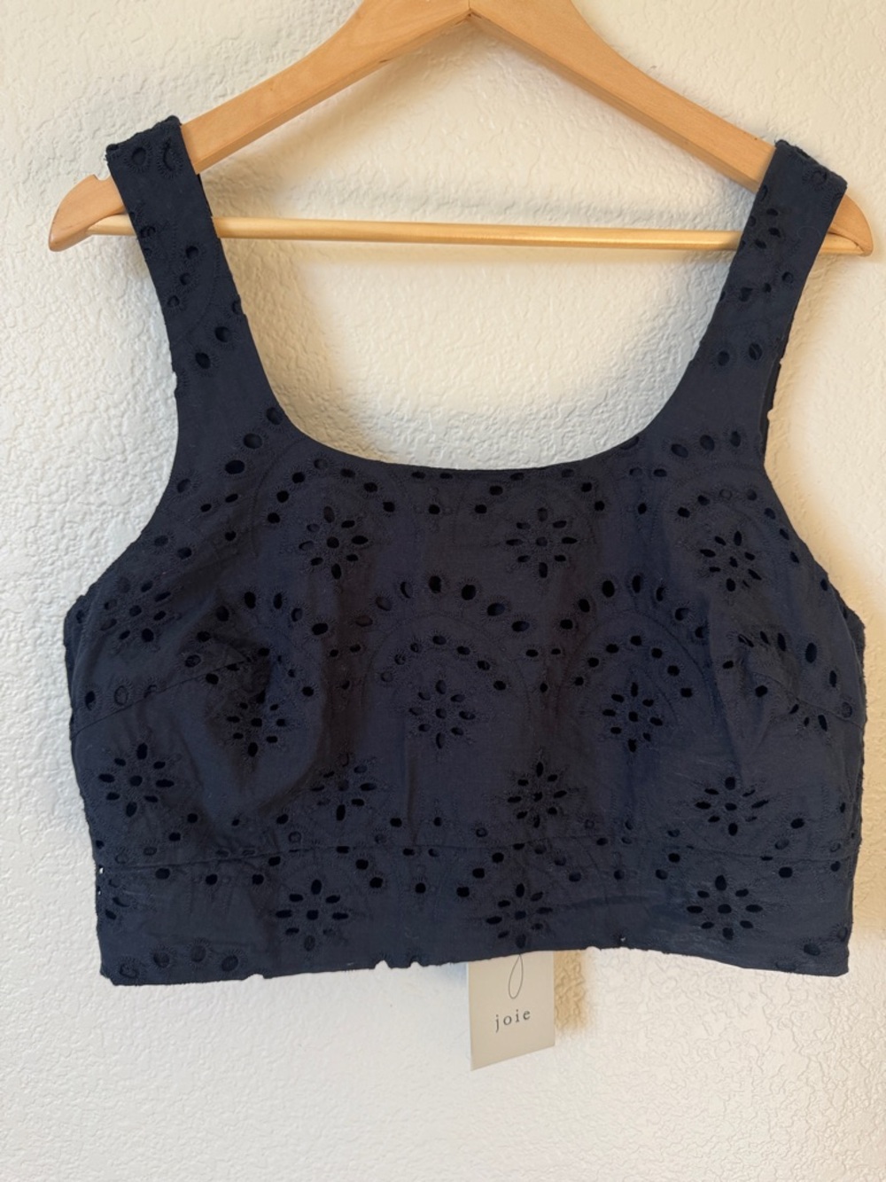 Joie Dark Navy Eyelet Cropped Tank